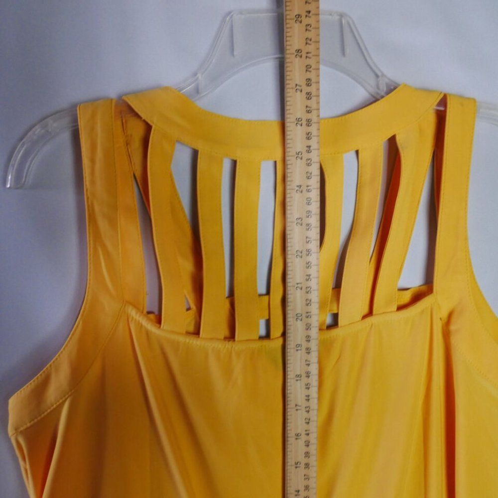 AUW Womens Size XL Canary Yellow Cut Out Top Rounded Sleveless Blouse RE… - Picture 13 of 14